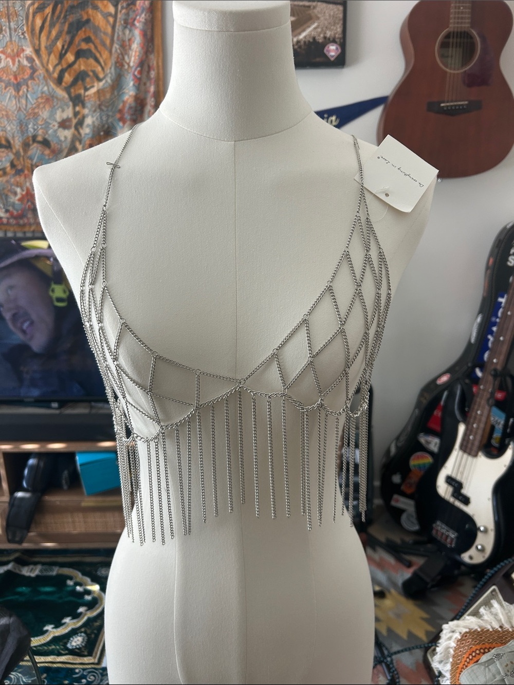 So Everything In Love Silver Chain Fringe Bralette